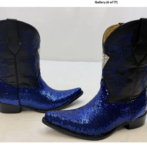 White Diamond Youth Girl Sequins Pointed Cowgirl Boots sz 20 or 4.5-5 US - Picture 6 of 16